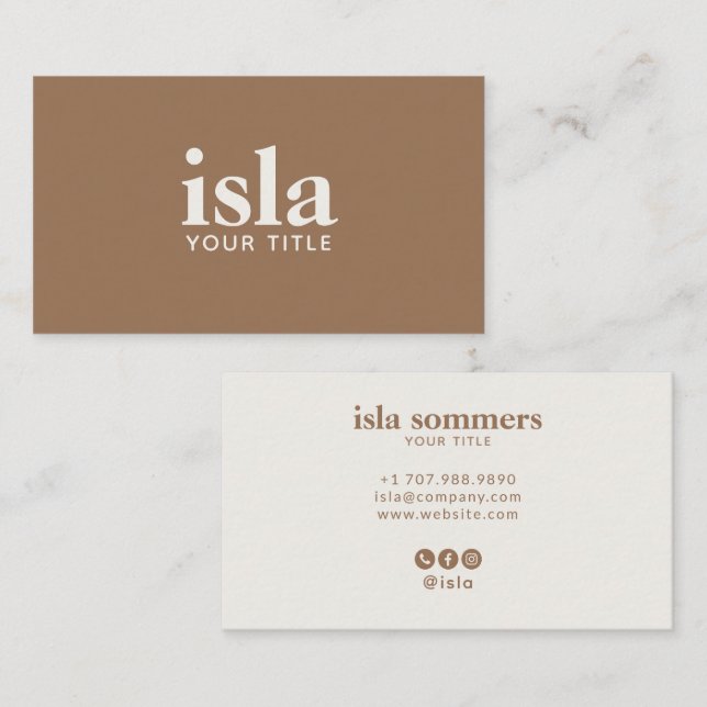 Carte De Visite Logo de typographie professionnelle Minimal Cocoa  (Devant / Derrière)