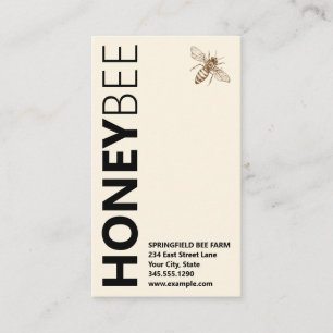 Carte De Visite Logo de typographie verticale HONEY Bee