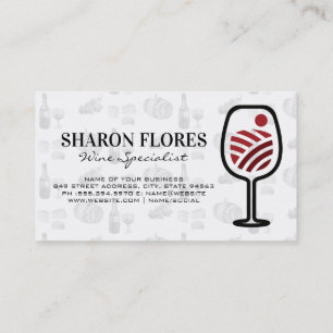 Carte De Visite Logo de vignoble au verre de vin paysage