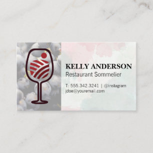 Carte De Visite Logo de vignoble vinicole Aquarelle Raisins de