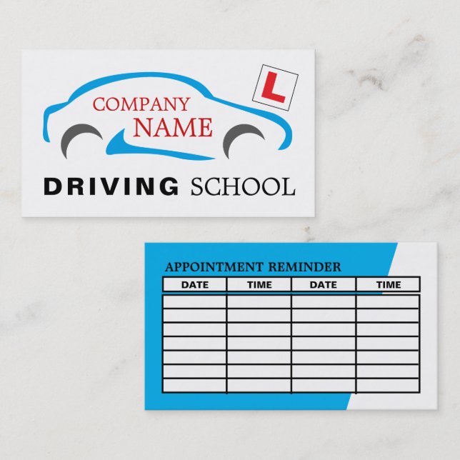 Carte De Visite Logo de voiture, Ecole de Conduite / Nomination d' (Devant / Derrière)