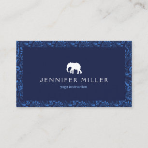 Carte De Visite Logo de White Elephant avec Motif Paisley