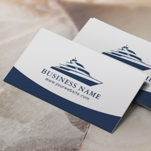 Carte De Visite Logo de yacht moderne Marine Blue Professional Boa