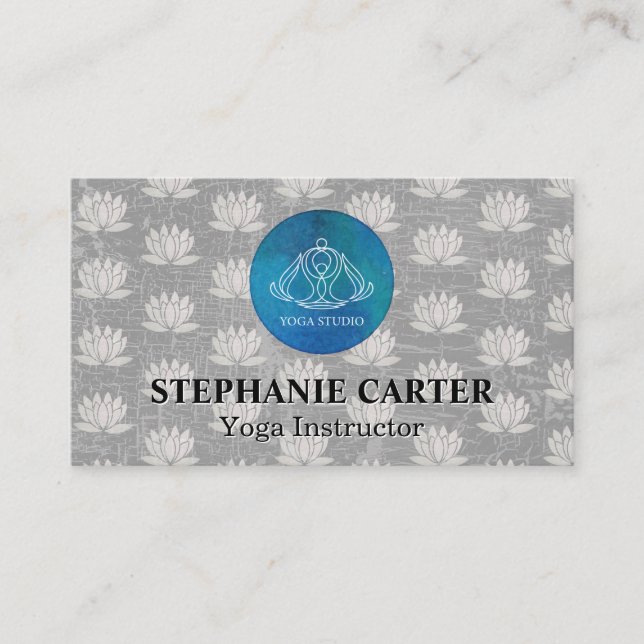 Carte De Visite Logo de Yoga Studio | Lotus Flower Motif (Devant)