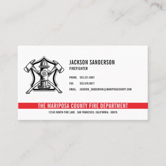 Carte De Visite Logo d'employé du service des incendies de pompier (Devant)