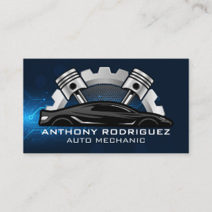 Carte De Visite Logo d'engrenage des pistons de réparation automat