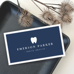 Carte De Visite Logo dentaire bleu foncé minimaliste moderne