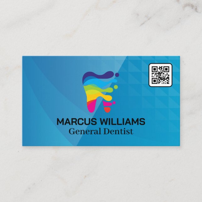 Carte De Visite Logo dentaire coloré | Code QR (Devant)