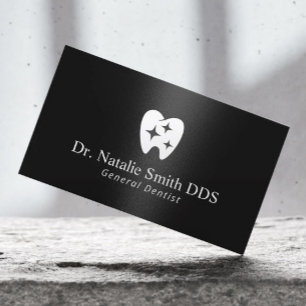 Carte De Visite Logo Dentist Sparkle Tooth Noir et blanc