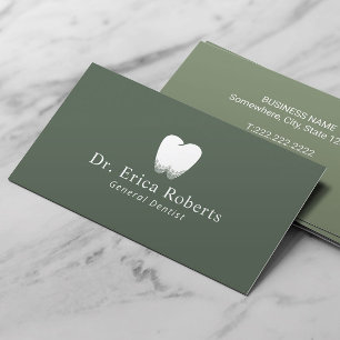 Carte De Visite Logo dentiste dent sage vert cabinet dentaire