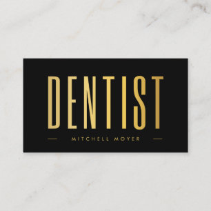 Carte De Visite Logo Dentiste Dentistère pour dents Noir & Or