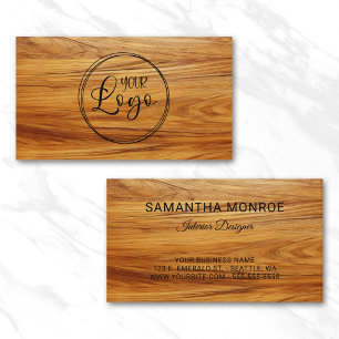 Carte De Visite Logo d'entreprise Bois de Teck Photo Noir