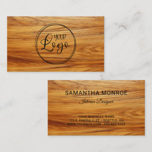 Carte De Visite Logo d'entreprise Bois de Teck Photo Noir
