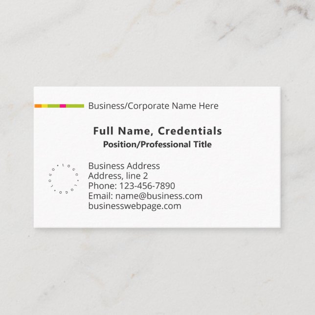 Carte De Visite Logo d'entreprise classique simple, ligne couleur (Devant)