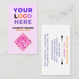 Carte De Visite Logo d'entreprise & Code QR   Boulangerie Blanc & 