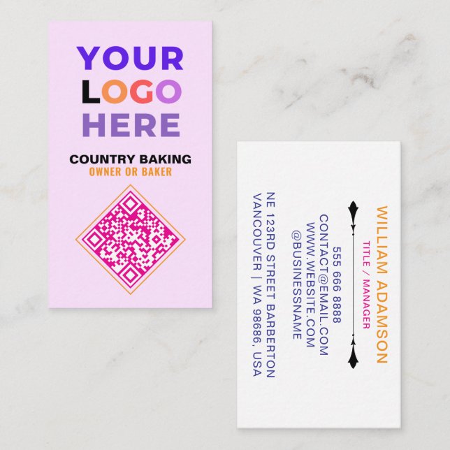 Carte De Visite Logo d'entreprise & Code QR | Boulangerie Blanc &  (Devant / Derrière)
