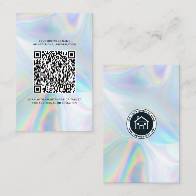 Carte De Visite Logo d'entreprise Code QR d'entreprise Holographiq (Devant / Derrière)