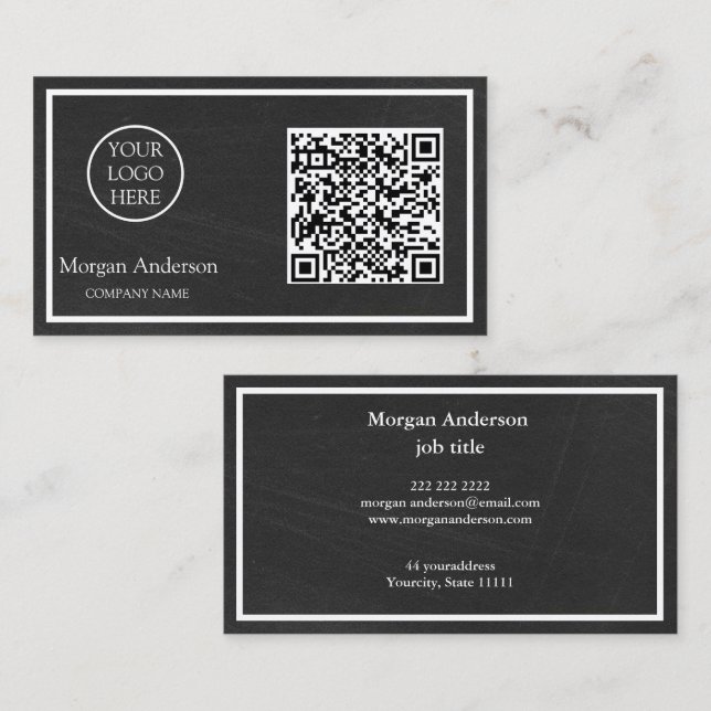 Carte De Visite Logo d'entreprise de code QR professionnel moderne (Devant / Derrière)