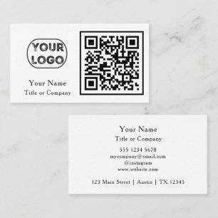 Carte De Visite Logo d'entreprise de code QR Simple Professional
