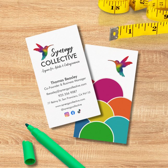 Carte De Visite Logo d'entreprise de colibri blanc (Créateur téléchargé)