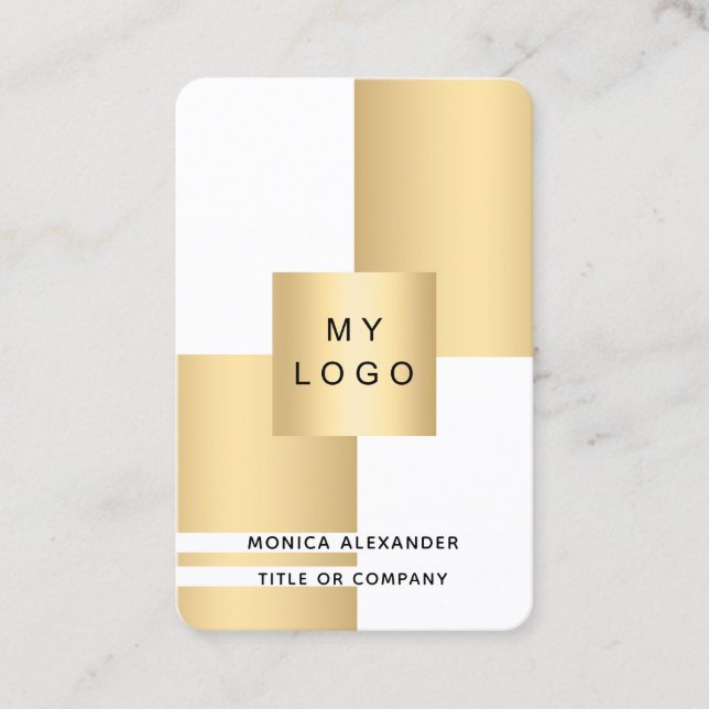 Carte De Visite Logo d'entreprise en or blanc Code QR professionne (Devant)