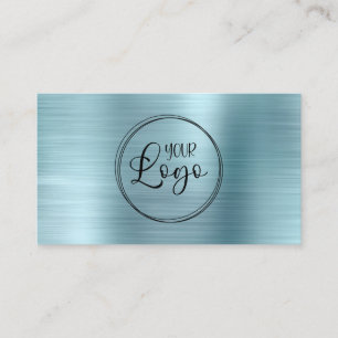 Carte De Visite Logo d'entreprise Faux bleu clair ombré Foil