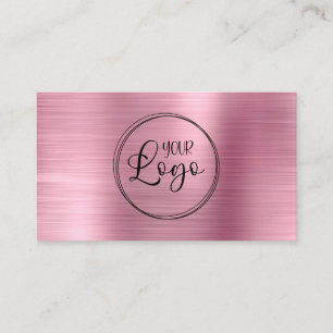 Carte De Visite Logo d'entreprise Faux rose clair ombré feuille mé