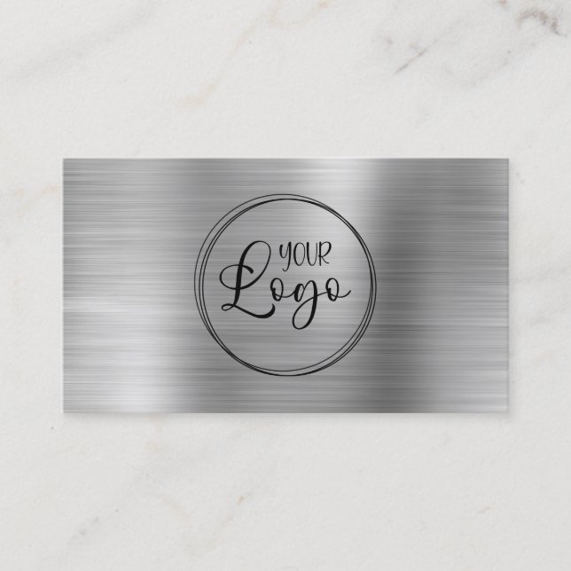 Carte De Visite Logo d'entreprise Faux Silver Ombre Foil (Devant)