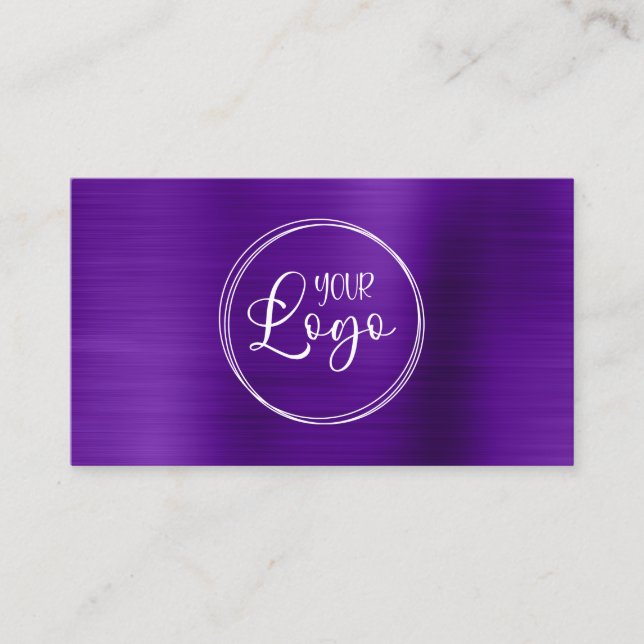 Carte De Visite Logo d'entreprise Faux Violet Violet Ombre Foil (Devant)