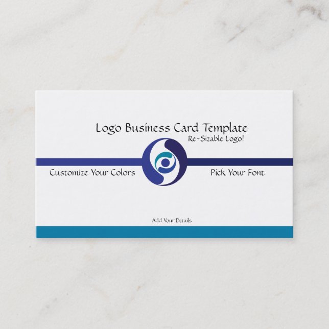 Carte De Visite Logo d'entreprise - Logo bleu simple (Devant)