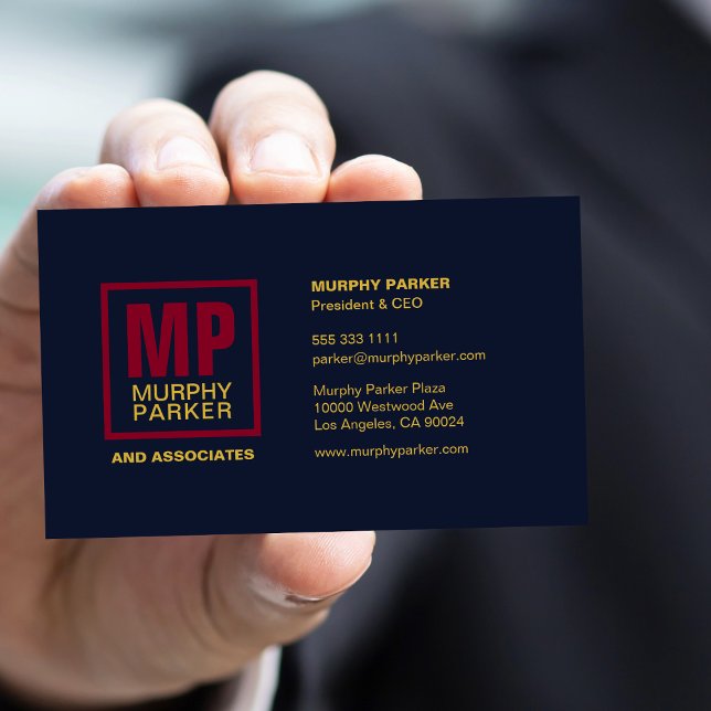 Carte De Visite Logo d'entreprise Marine Bourgogne Gold Carré Mono (Créateur téléchargé)