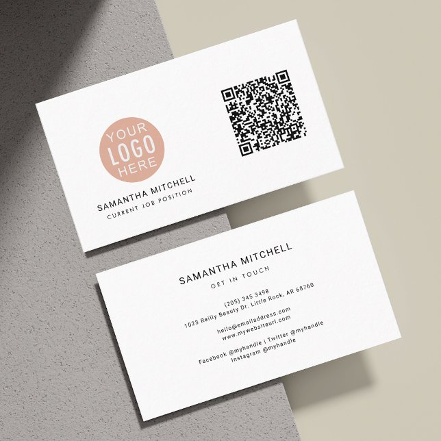 Carte De Visite Logo d'entreprise moderne QR Code personnalisé (Modern Company Logo QR Code Custom Business Card)