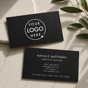 Carte De Visite Logo d'entreprise Noir Minimaliste Professionnel