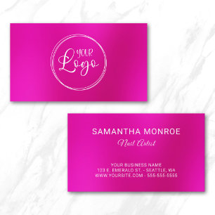 Carte De Visite Logo d'entreprise Ongle Artiste Rose Chaude Ombre