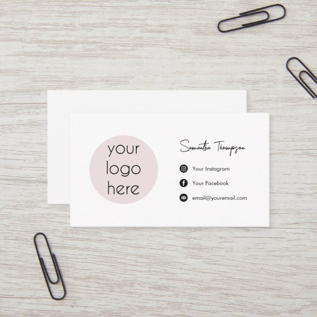 Carte De Visite Logo d'entreprise personnalisé Médias sociaux (Devant/Arrière en situation)