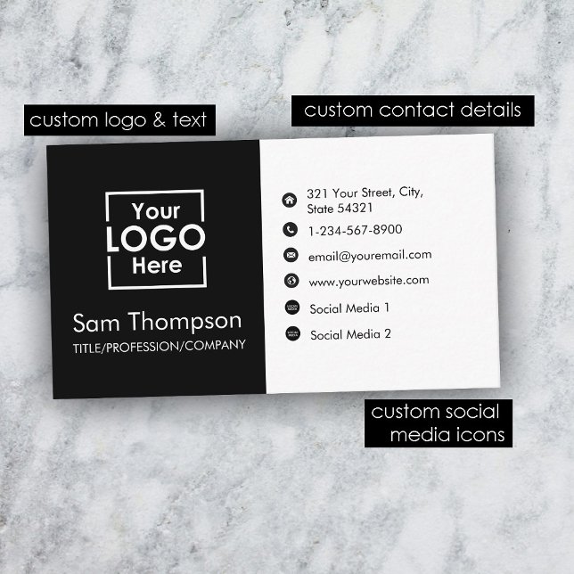 Carte De Visite Logo d'entreprise personnalisé Moderne Simple Mini (Custom Business Logo Modern Simple Minimalist Business Card)