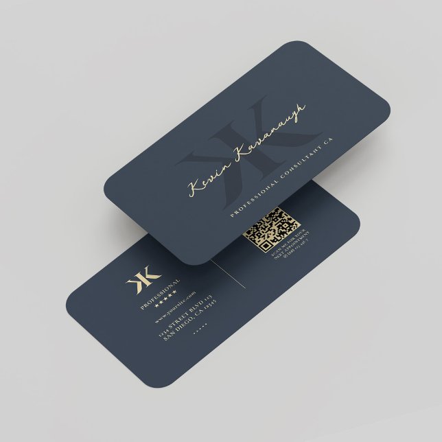 Carte De Visite Logo d'entreprise professionnelle moderne Monogram (Modern Professional Company Logo Monogram K Blue Business Card
)