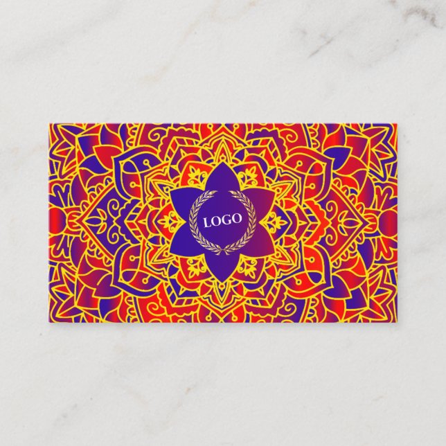 Carte De Visite Logo d'entreprise Purple Orange Mandala (Devant)
