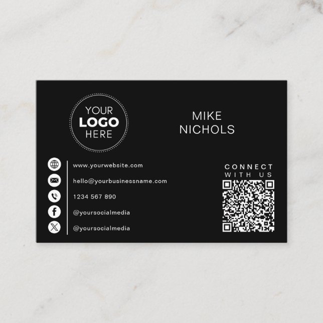 Carte De Visite Logo d'entreprise QR Code Connexion avec nous Mini (Devant)