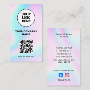Carte De Visite Logo d'entreprise QR Code médias sociaux Holograph