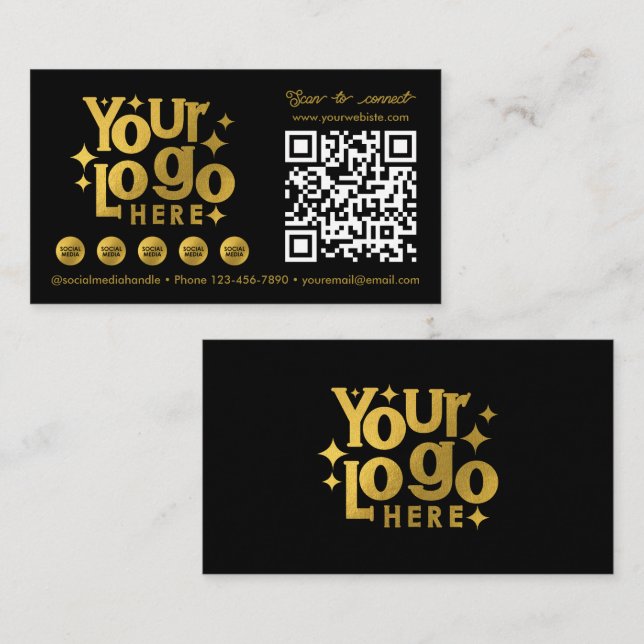 Carte De Visite Logo d'entreprise QR Code Scannable Social Media G (Devant / Derrière)