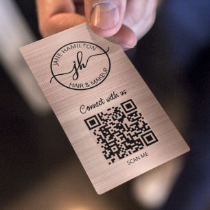 Carte De Visite Logo d'entreprise rose Gold QR Code Circle