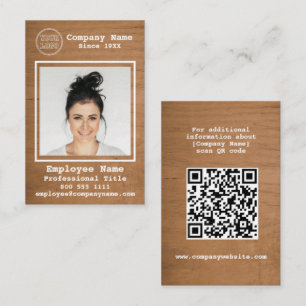 Carte De Visite Logo d'entreprise Rustic Light Bois Photo Employé