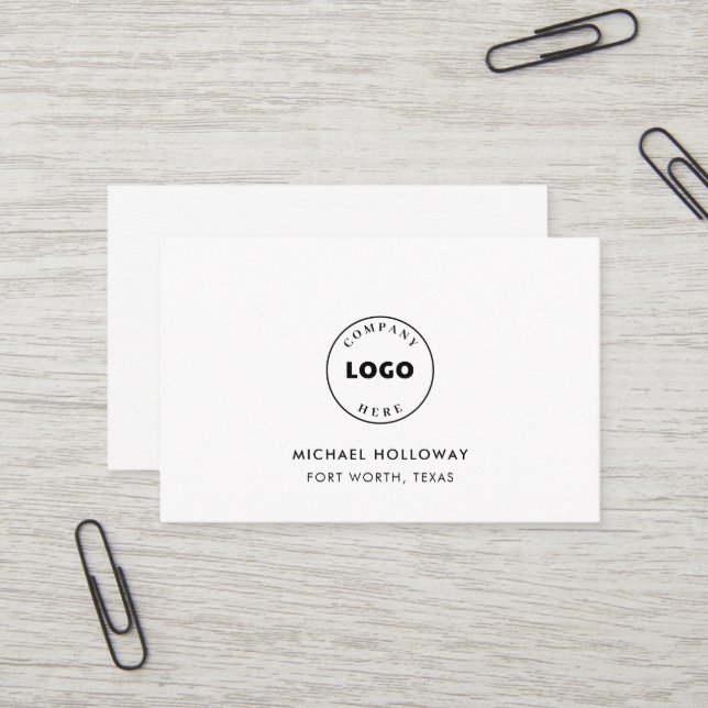Carte De Visite Logo d'entreprise simple Noir moderne Blanc (Devant/Arrière en situation)