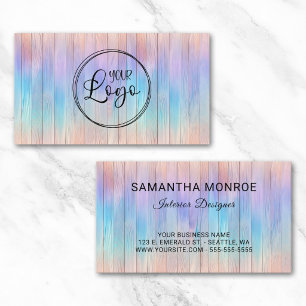 Carte De Visite Logo d'entreprise violet sarcelle ombré rayure boi