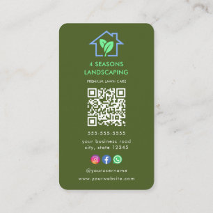 Carte De Visite Logo d'entretien de la pelouse professionnel Qr Co