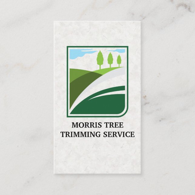 Carte De Visite Logo des arbres du paysage verdoyant (Devant)