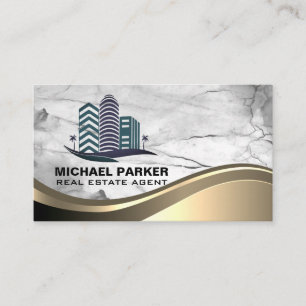 Carte De Visite Logo des bâtiments immobiliers Marbre Pierre