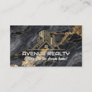 Carte De Visite Logo des biens immobiliers Marbre Lux d'or noir