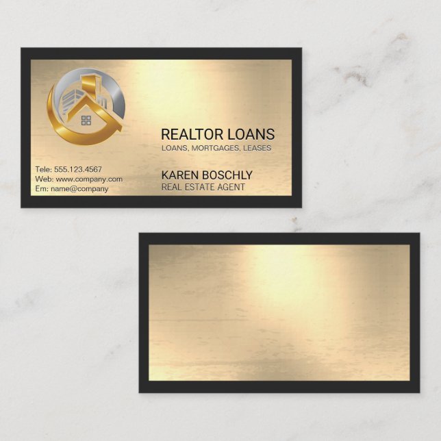 Carte De Visite Logo des biens immobiliers métalliques (Devant / Derrière)